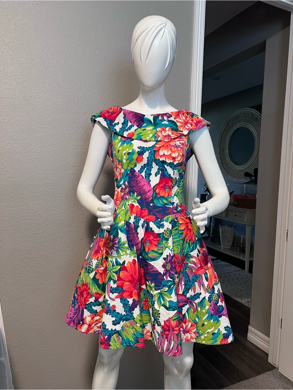 Joni Blair 80s Floral Fit & Flare Sailor
Collar Party Dress size 5 (XS)